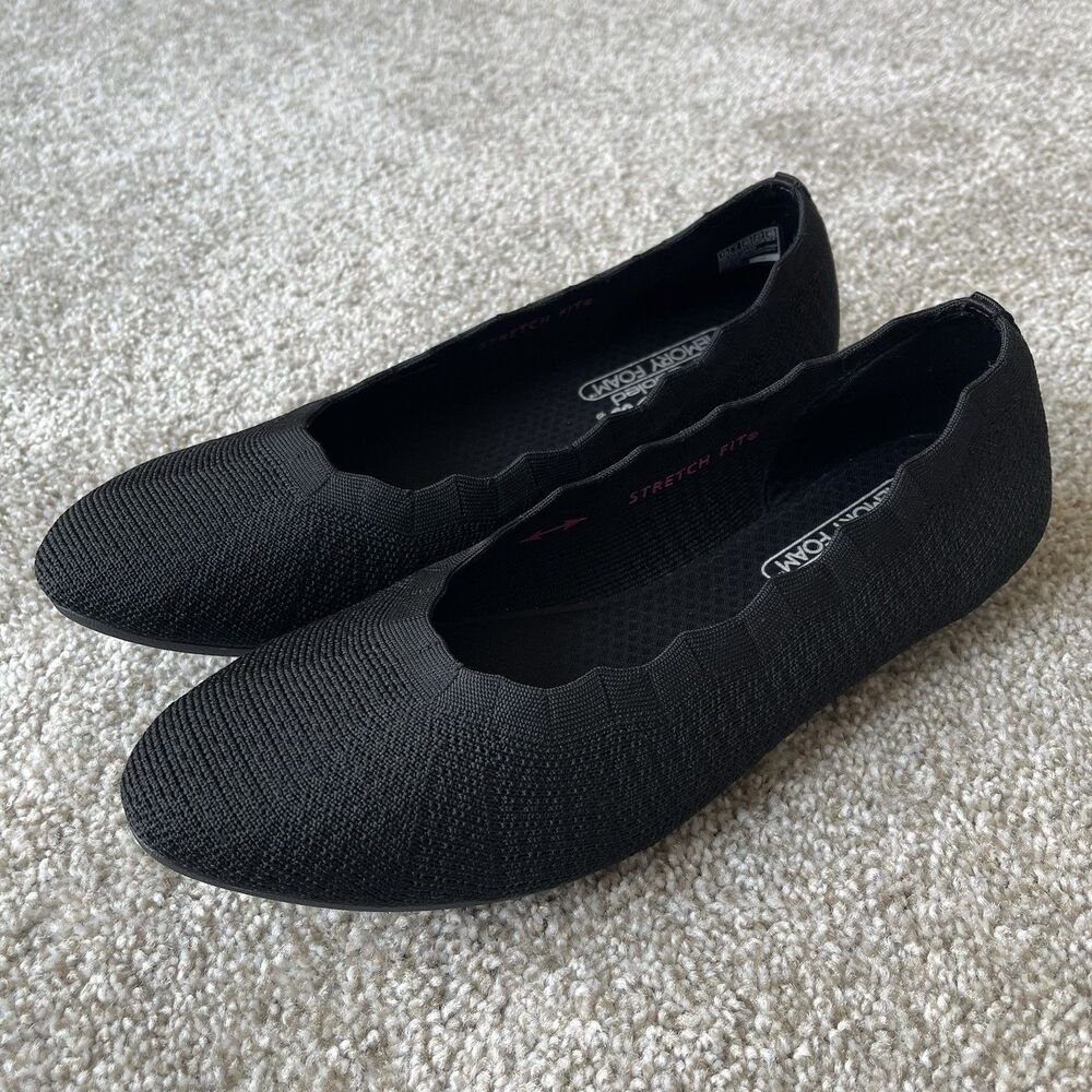 Skechers Ballet Flats Women's 10 Slip On Stretch Knit Memory Foam Shoes Loafers
